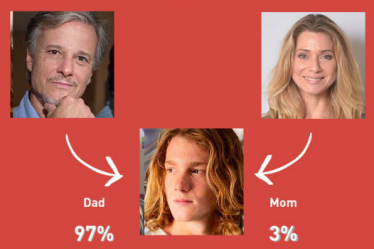 Tela do app que mostra como sera o rosto do filho